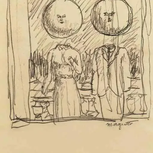 El deseo de la cornisa, boceto de René Magritte