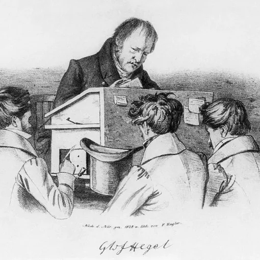 Georg Wilhelm Friedrich Hegel impartiendo clase a un grupo de estudiantes