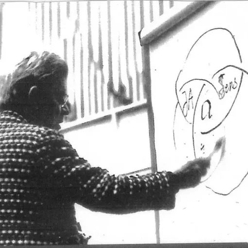 Lo imposible lógico-matemático Jacques Lacan dibujando en una pizarra, imagen para ilustrar lo real