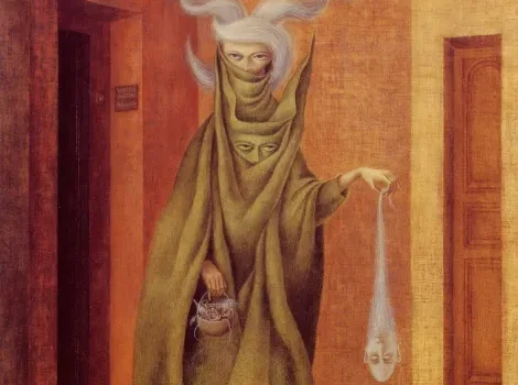 Mujer saliendo del psicoanalista, obra de Remedios Varo de 1960