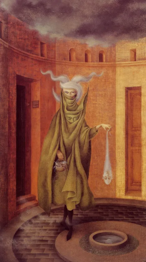 Mujer saliendo del psicoanalista, obra de Remedios Varo de 1960